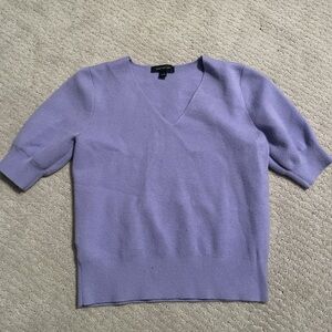 Ann Taylor Petite Lavender Puff Sleeve V-Neck Sweater Tee